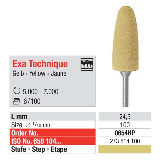 Edenta Exa Technique akrylpolerer 0654 HP gul 6stk