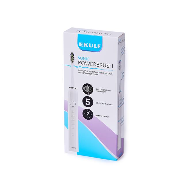 Ekulf Sonic PowerBrush elektrisk tannbørste hvit