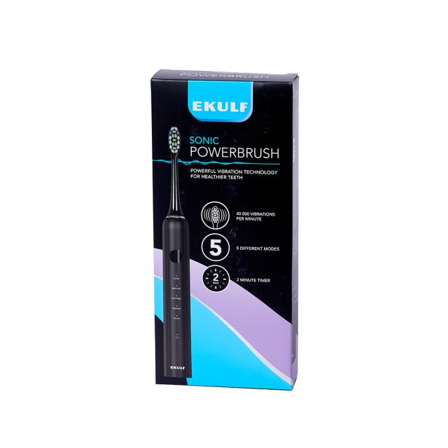 Ekulf Sonic PowerBrush elektrisk tannbørste sort