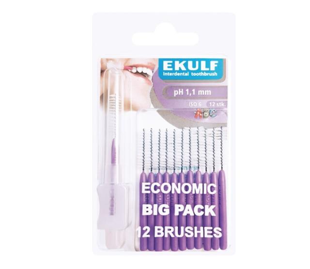 Ekulf pH interdentalbørster 1,1 mm lilla