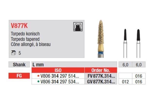 Edenta Diacut konisk FG GV877K/016 grønn 5stk