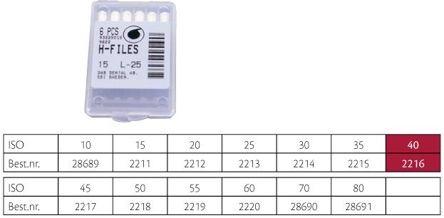 Hedstrøm Fil Sendoline 25mm ISO 40 6stk