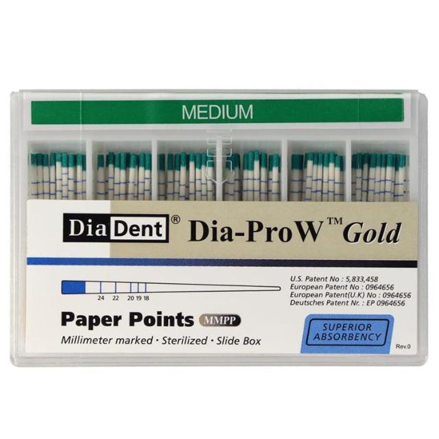 Dia-Pro W Gold Paper Points Medium Grønn 100stk